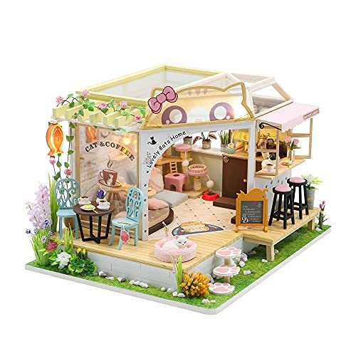 Flever Cat Cafe Garden DIY miniature house kit